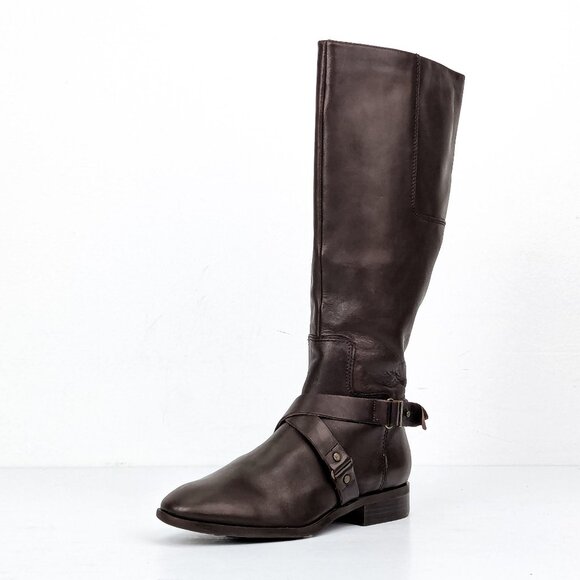 Nine West Women Blogger Brown Leather Riding Vintage Y2K Tall Boots sz 7 - Picture 2 of 8